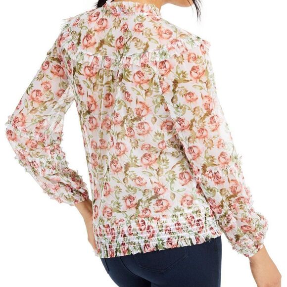 NEW! INC Floral Printed Peasant Blouse size Large - Picture 2 of 14